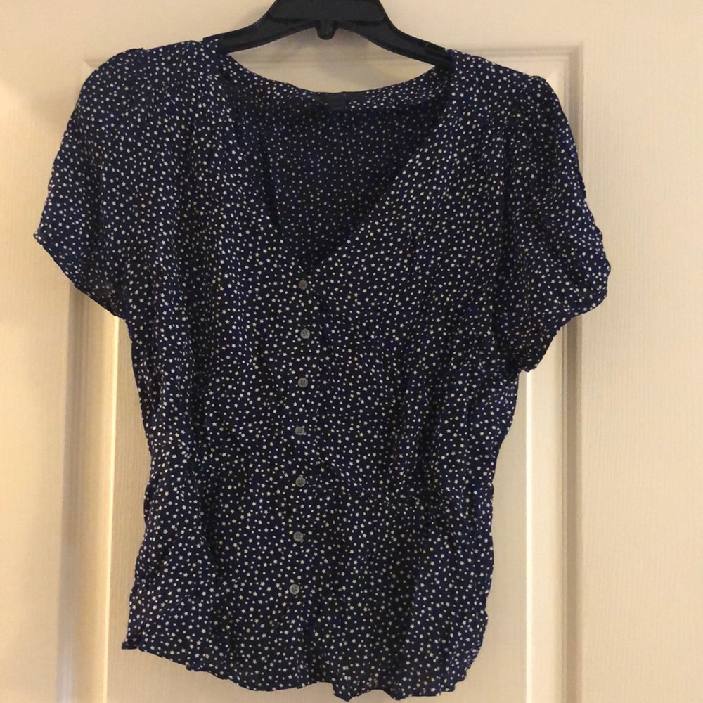 Navy Cinched Waist J Crew Top